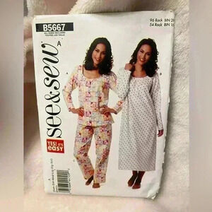 See & Sew A Pattern B5667 Misses Top Gown & Pants Never Used Like Brand New